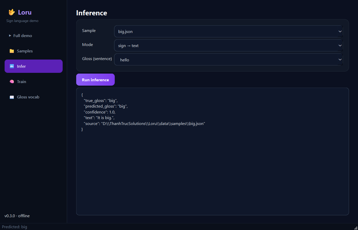 Loru GUI — Infer