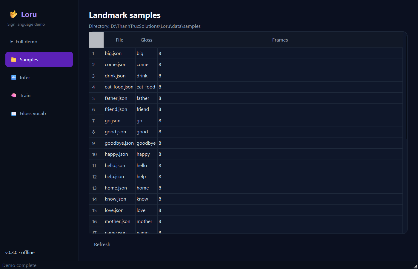Loru GUI — Samples