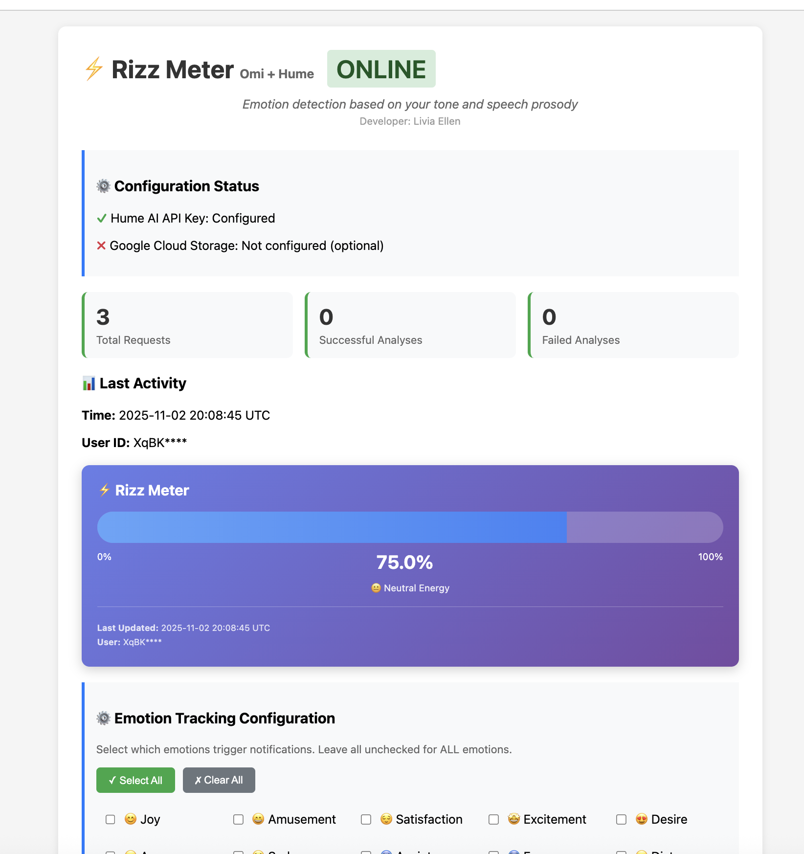 Rizz Meter Dashboard